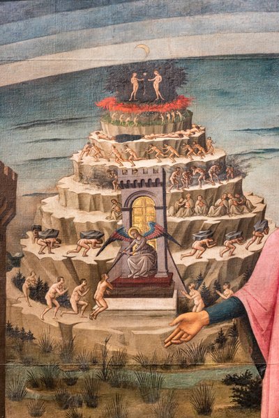 Boska komedia Dantego Alighieri, fragment wzgórza czyśćcowego autorstwa Domenico di Michelino