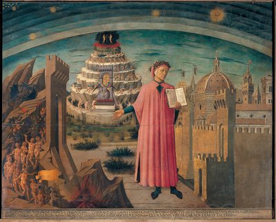 Dante i jego wiersz „Boska komedia” autorstwa Domenico di Michelino