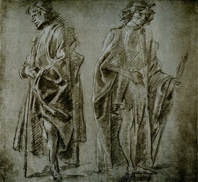 Studia draperii dla dwóch postaci męskich autorstwa Domenico school of Ghirlandaio