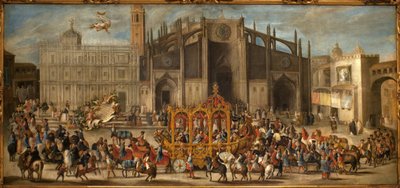 Przewóz proklamacji maski. Obraz Domingo Martineza (1688-1749), olej na płótnie autorstwa Domingo Martinez