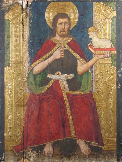 Tablica ze św. Janem Chrzcicielem na tronie z Retable, XV w. autorstwa Domingo Ram