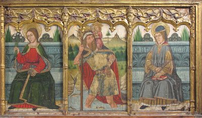 Szyba Predella ze św. Brygidą, św. Krzysztofem i św. Kilianem z Retable, XV wiek. autorstwa Domingo Ram