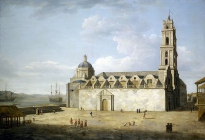 Katedra w Hawanie (Kuba), sierpień i wrzesień 1762. Olej na płótnie, wykonany wkrótce po zdobyciu miasta przez Brytyjczyków w 1762 roku, przez Dominika Serresa (1722-1793). autorstwa Dominic Serres