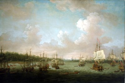 Wojna siedmioletnia (1756-1763): Zdobycie Hawany (Kuba) 1762 r., lądowanie dział i rezerw 30 czerwca, po przystąpieniu Hiszpanii do konfliktu w 1761 r., rząd brytyjski skoncentrował swoje ofensywy morskie przeciwko hiszpańskim posiadłościom zamorskim autorstwa Dominic Serres