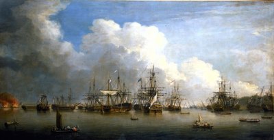 Wojna siedmioletnia (1756-1763): Zdobycie hiszpańskiej floty w Hawanie (Kuba), sierpień i wrzesień 1762. Olej na płótnie, połowa XVIII wieku, autor: Dominic Serres (1722-1793). autorstwa Dominic Serres