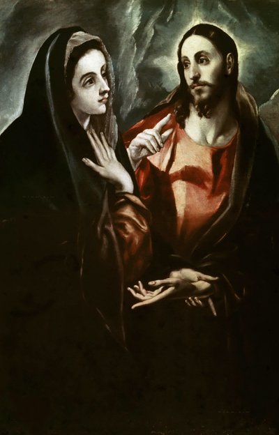 Chrystus żegnający się z Matką, ca. 1600. autorstwa Dominico El Greco
