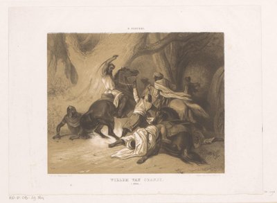Willem spotkał de Hoorna, hrabiego Orange, walczy z Maurami Wilhelm Orański / 806 (tytuł na obiekcie) autorstwa Dominicus Anthonius Peduzzi