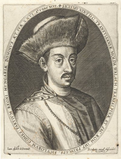 Zygmunt Batory 1572-1613, książę Siedmiogrodu. Z Atrium heroicum, Augsburg 1600-1602, 160 autorstwa Dominicus or Custodis Custos