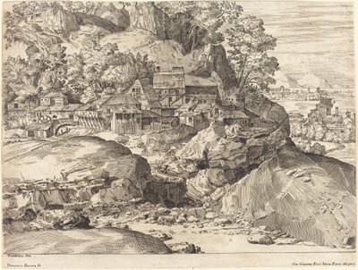 Krajobraz z młynem autorstwa Dominique Barrière after Titian