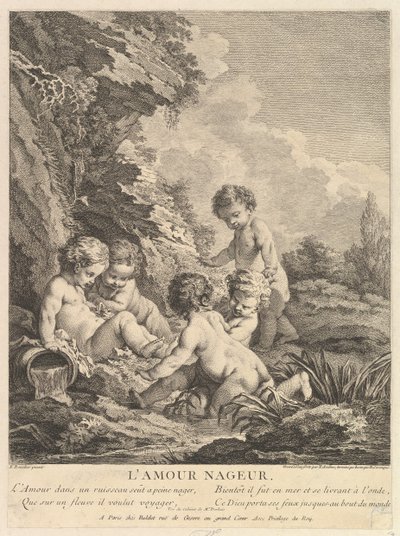Pływanie dla dzieci, ca. 1741 autorstwa Dominique Sornique