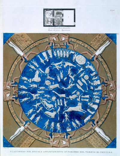 Planisfera astrologiczna zodiaku Dendery, ze stropu kaplicy w świątyni Hathor, Dendera, Egipt ok. 1802 r. autorstwa Dominique Vivant Denon