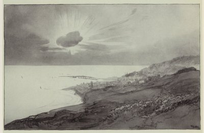 Lyme Regis ze wzgórz Charmouth (litografia) autorstwa Donald (after) Maxwell