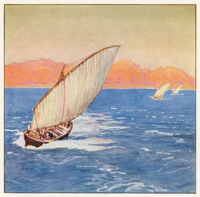 Rudyard Kipling: The Junk and the Dhow (kolorowa litografia) autorstwa Donald (after) Maxwell