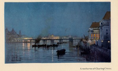 Nokturn Charing Cross z „Nowych świateł Londynu”, wydana w 1926 r. (litografia kolorowa) autorstwa Donald Maxwell