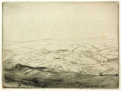 Szkic z murów San Gimignano autorstwa Donald Shaw MacLaughlan