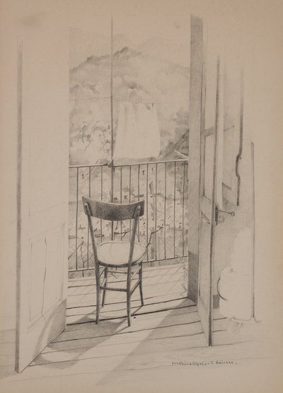 Balkon, ok. 1975 r. (rysunek na papierze) autorstwa Donatella Merlo