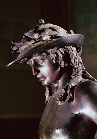 David, szczegół głowy, ok. 1440 (brąz) (zob. też 119169) autorstwa Donatello