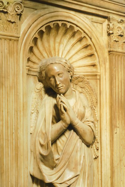 Jedna z trzech cnót teologicznych, fragment z Mauzoleum Antypapieża Jana XXIII autorstwa Donatella (1386-1466), Baptysterium San Giovanni Battista, Florencja. Włochy autorstwa Donatello