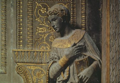 Zwiastowanie w Cavalcanti: detal Matki Boskiej autorstwa Donatello 1386-1466 ok. 1435 złocony wapień autorstwa Donatello
