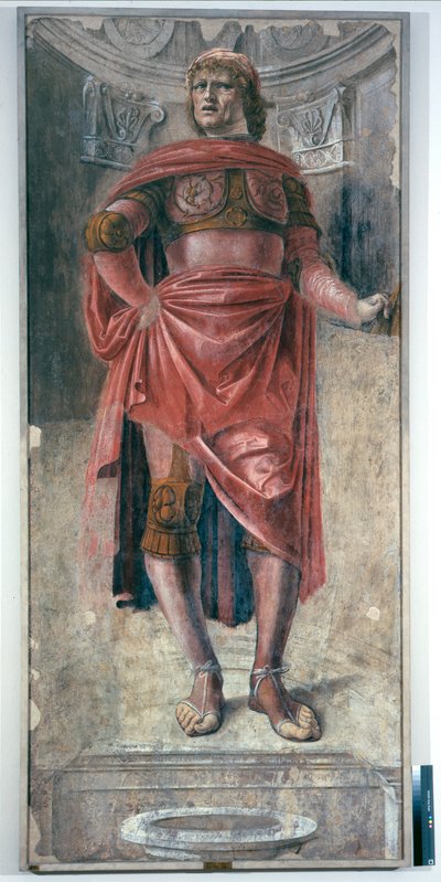 Człowiek z dwuręcznym mieczem, ok.1486 (odłączony fresk osadzony na płótnie) autorstwa Donato Bramante