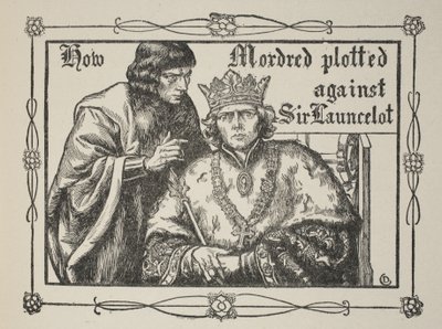 Jak Mordred spiskował przeciwko Sir Launcelotowi, ilustracja z „Story of King Arthur and the Round Table” autorstwa Beatrice Clay, wydanie 1, 1905 autorstwa Dora Curtis