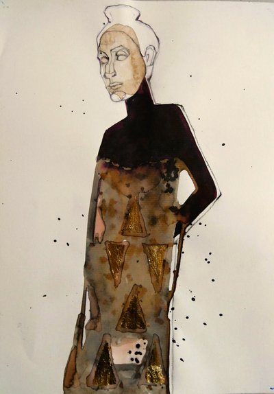 Elegancka, złota figurka modowa autorstwa Doris Schmitz