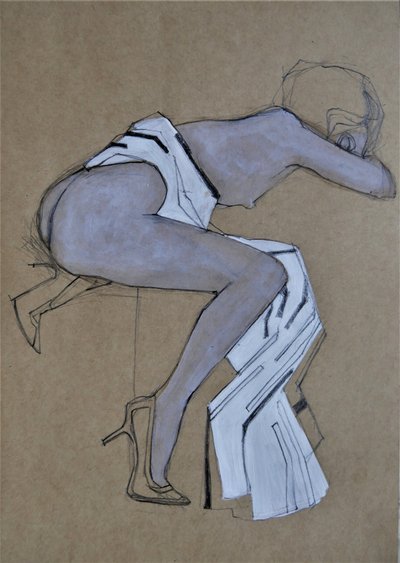Elegancki szkic modowy w odcieniach nude autorstwa Doris Schmitz