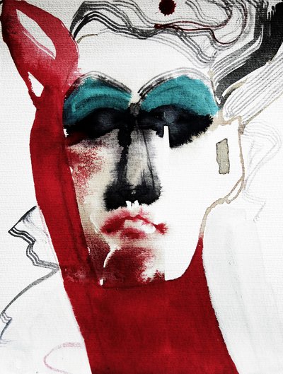 Wyrazisty czerwony portret autorstwa Doris Schmitz