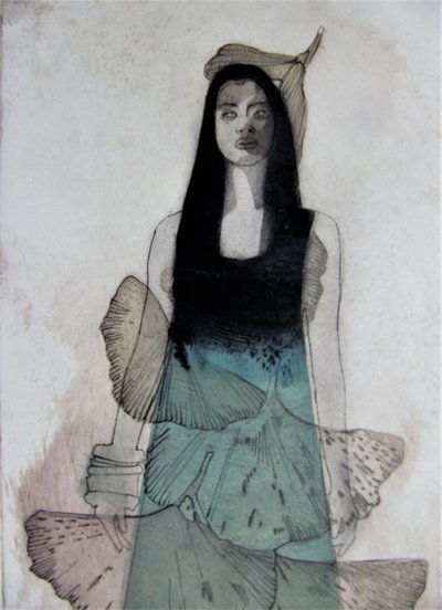 Portret kobiety z drzewa miłorzębu autorstwa Doris Schmitz