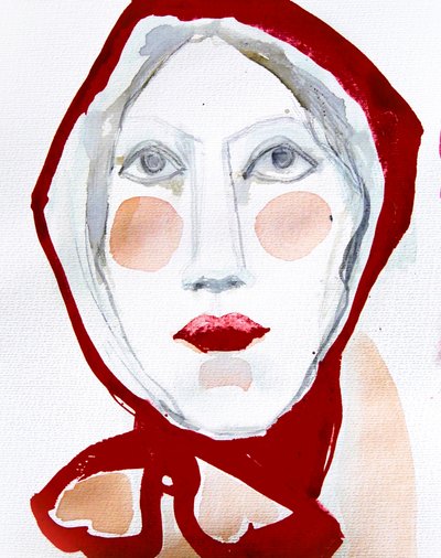 Portret z czerwonym szalikiem autorstwa Doris Schmitz