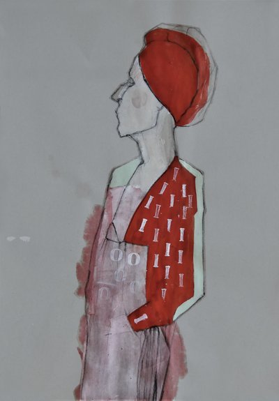 Kobieta w czerwonym turbanie autorstwa Doris Schmitz