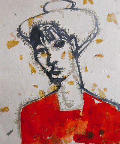 Stylowy portret wykonany tuszem autorstwa Doris Schmitz