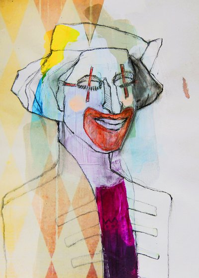 Portret kapryśnego klauna autorstwa Doris Schmitz