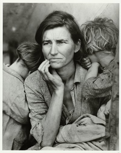 Portret van Florence Owens Thompson Matka migrantka, 1936 (tytuł oryginalny) autorstwa Dorothea Lange