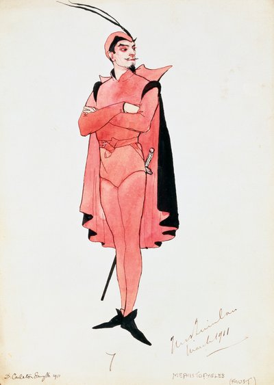 Kostium dla Mefistofelesa w Fauście Charlesa Gounoda, szkic Carletona Smytha, do wykonania w 1911, XX wieku autorstwa Dorothy Carleton Smyth