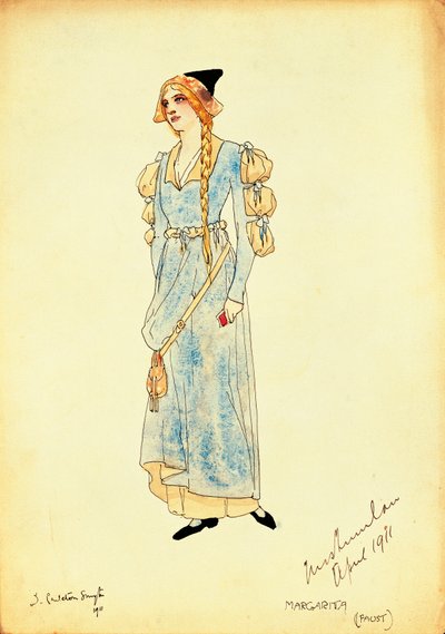 Szkic kostiumu dla Marguerite do spektaklu Faust, Carleton Smyth autorstwa Dorothy Carleton Smyth