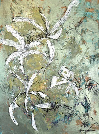 Zielony, kwiatowy, abstrakcyjny autorstwa Dorothy Fagan