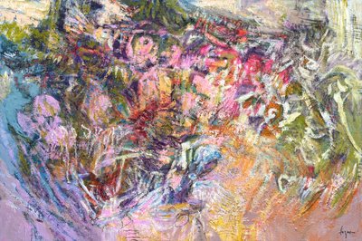 Żywe, abstrakcyjne twarze autorstwa Dorothy Fagan