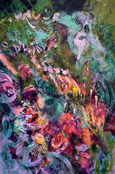 Żywa abstrakcja kwiatowa autorstwa Dorothy Fagan