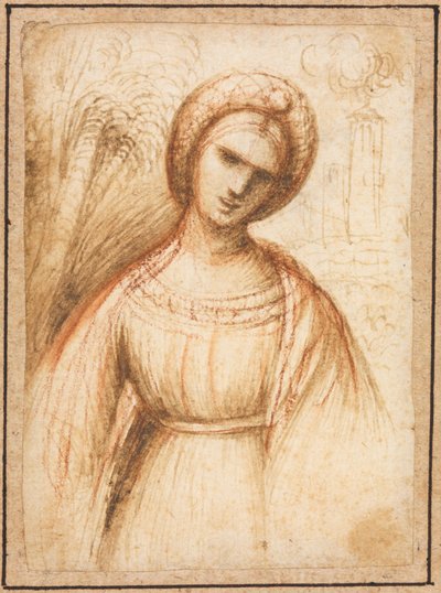 Dama w pejzażu recto, Profil biustowy starej kobiety verso, ok. 1930 r. 1521. autorstwa Dosso Dossi