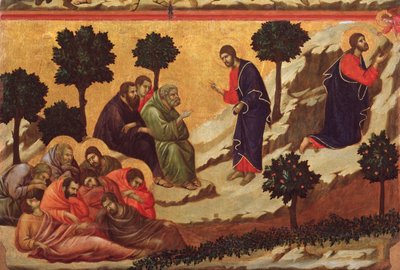Agonia w ogrodzie. Ołtarz Maesta (tempera na drewnie) autorstwa Duccio di Buoninsegna