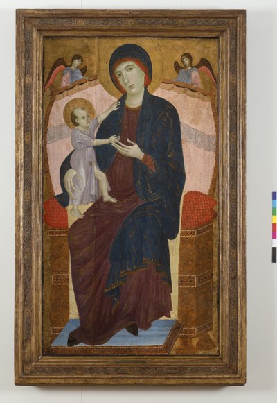 Madonna z Dzieciątkiem na tronie i Anioły, 1280-85 autorstwa Duccio di Buoninsegna