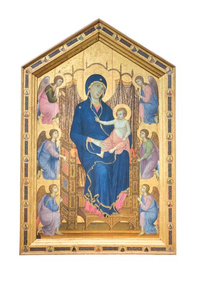 Madonna z Dzieciątkiem na tronie z aniołami autorstwa Duccio di Buoninsegna