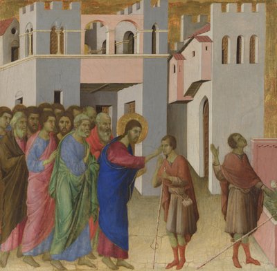 Uzdrowienie niewidomego od urodzenia, ok. 1308-1311 autorstwa Duccio di Buoninsegna