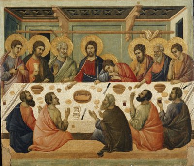 Wieczerza Pańska. Tył ołtarza Maesty autorstwa Duccio di Buoninsegna