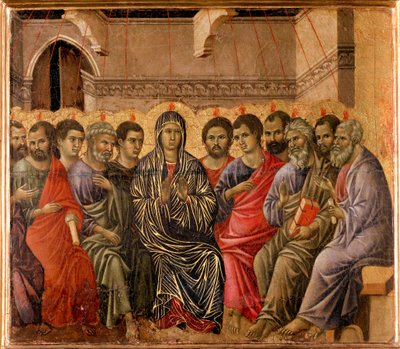 Zielonoświątkowy tył ołtarza Maesty autorstwa Duccio di Buoninsegna