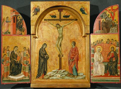 Tryptyk: Ukrzyżowanie i inne sceny autorstwa Duccio di Buoninsegna