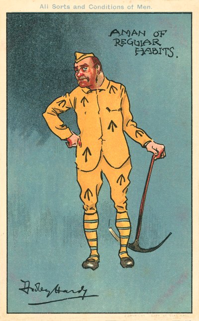 Zbrodnia i kara: więzień trzymający kilof (chromolitho) autorstwa Dudley Hardy
