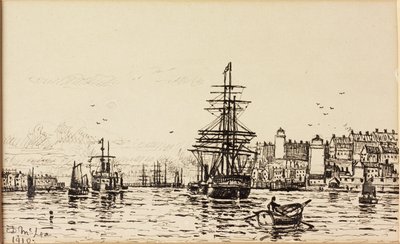 High and Low Lights North Shields (tusz na papierze) autorstwa Duncan F. McLea