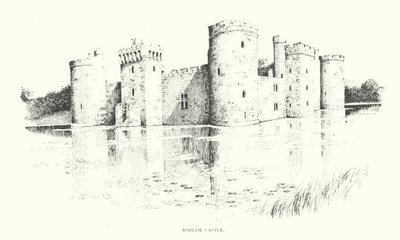 Zamek Bodiam (litografia) autorstwa Duncan Moul